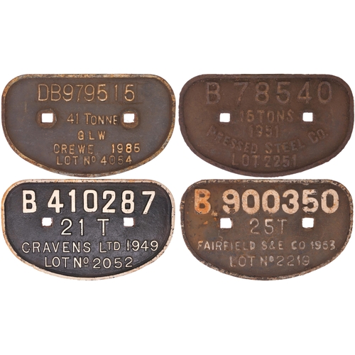 1060 - D wagonplates, Crewe, Pressed Steel, Cravens, Fairfield. (4) (Dispatch by Mailboxes/Collect from Ban... 