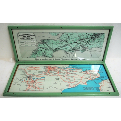 198 - Original carriage print frames with later copy system maps for the LSWR & SECR. (2) (Dispatch by Mai... 