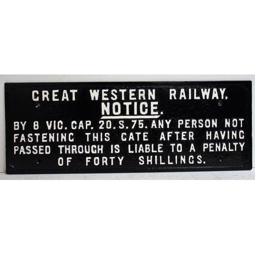 201 - Great Western Railway C/I gate notice (GTGW504), 29¼