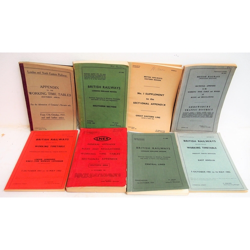 304 - Quantity of Appendix, working timetables. route maps (one in LNER binder) - all in good condition as... 