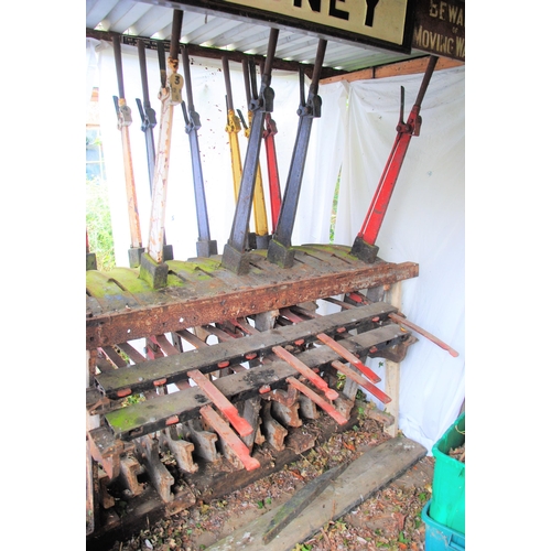 310 - Cheshire Lines Committee Warrington Works 12 lever full size signal box lever frame from Mouldsworth... 