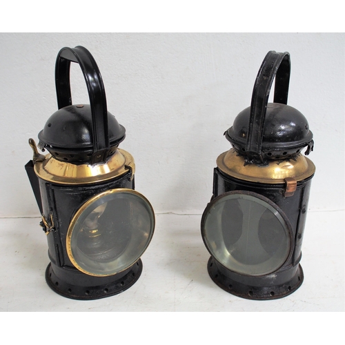 322 - Great Western Railway 3 aspect handlamps one complete, the other missing reservoir & blue glass adri... 