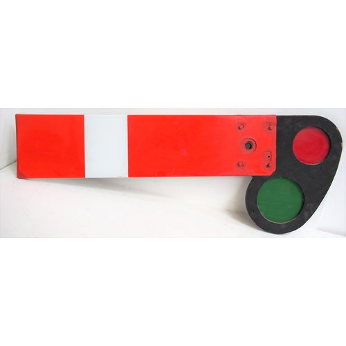 327 - British Railways (Western) enamel home signal blade attached to plywood spectacle plate, two enamel ... 