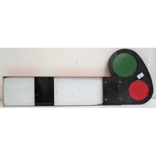 327 - British Railways (Western) enamel home signal blade attached to plywood spectacle plate, two enamel ... 