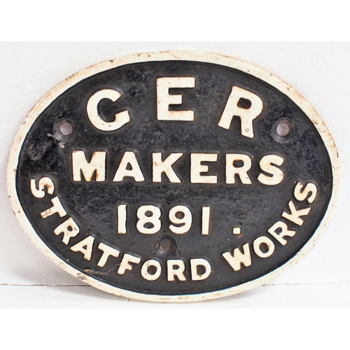 420 - Great Eastern Railway C/I wagonplate of 1891, Stratford Works, original back. (Dispatch by Mailboxes... 