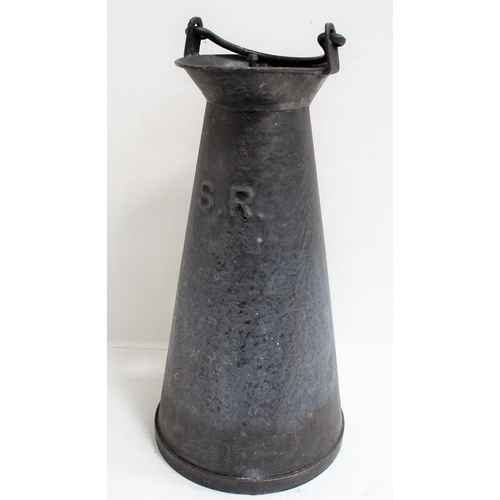 429 - Southern Railway galvanised conical water carrier with hinged lid, embossed 