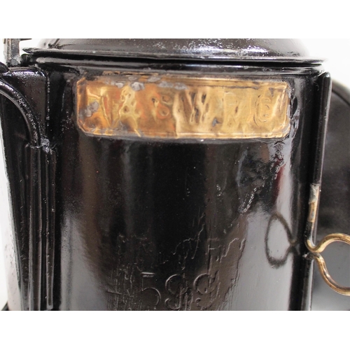 432 - London South Western Railway 3 aspect handlamp missing blue glass with brass plate, 3 aspect handlam... 