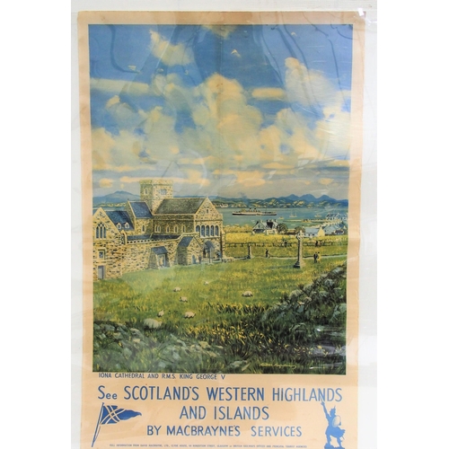 749 - MacBrayne's Services pictorial poster advertising Scotland's Western Highlands & Islands, a Alastair... 