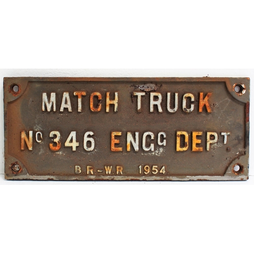 883 - British Railways (Western) C/I travelling crane match truck registration plate 