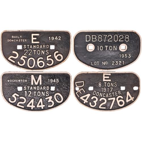 938 - D wagonplates, Built Doncaster E 1942, DB 10 Ton, Wolverton M 1945, E Doncaster 1917. (4) (Dispatch ... 