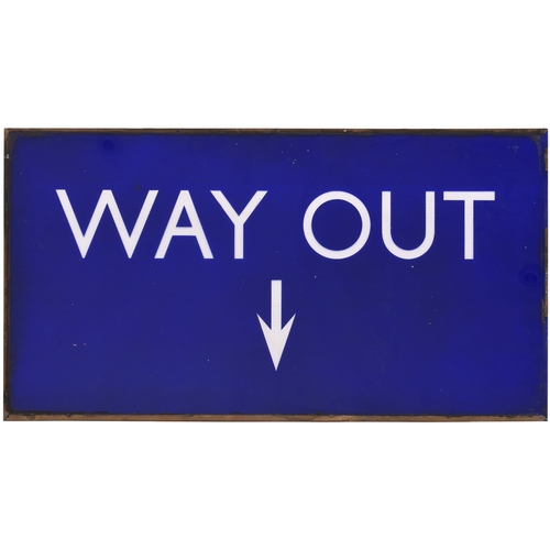 946 - LNER, Way Out sign, glass with blue background applied to the back to show  wording, would have been... 