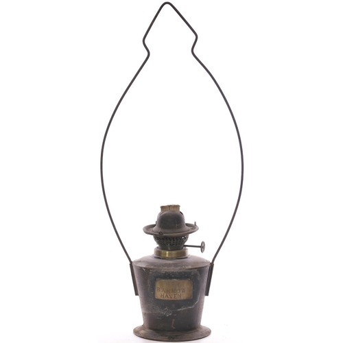 948 - LNER signal box lamp, plated LNER-C BARROW HAVEN, with hanger and burner, overall height 24¾