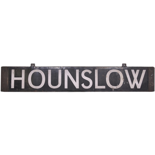 949 - LT destination plate, ACTON-HOUNSLOW, enamel with brass ends, length 24½