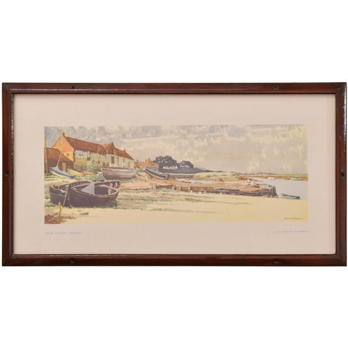 953 - Carriage print, OVERY STAITHE, NORFOLK, by Acanthus, LNER post-war series, original style frame. (Di... 