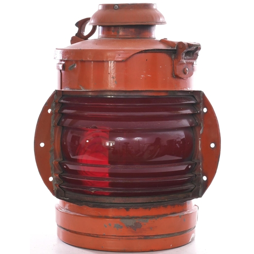 962 - Crossing gate lamp, red body, bulls eye / ribbed red lens, height 15½