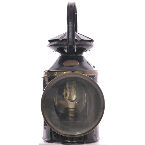 966 - LSWR handlamp, stamped with the company initials, brass plate 243 and E, three aspect, side door, or... 