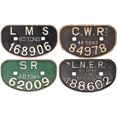 973 - D wagonplates, GWR, SR, LMS, LNER, all high tonnages. (4) (Dispatch by Mailboxes/Collect from Banbur... 