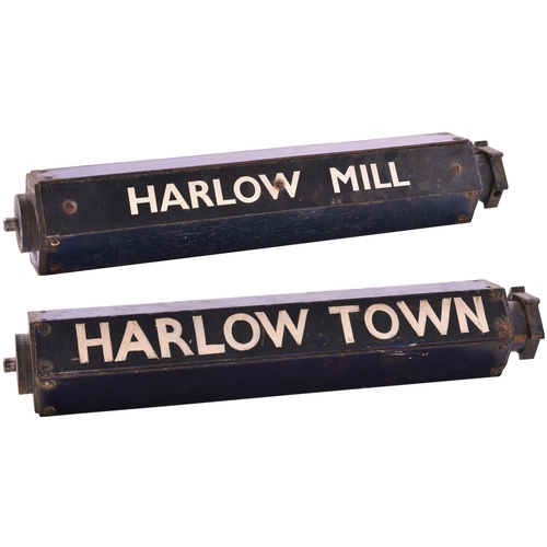 983 - Departure indicator plates, HARLOW TOWN, HARLOW MILL, from the Liverpool Street departure indicator,... 