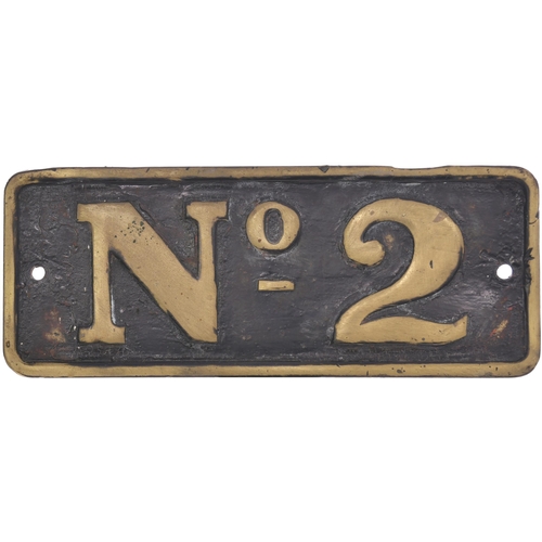 996 - Industrial loco numberplate, No 2, believed to be from Lysarts, Frodingham, cast brass, 15