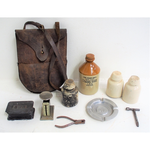 845 - Miscellaneous small items - GWR carriage key, ticket punch, LMS iodine small flagon, BR(W) pressed a... 