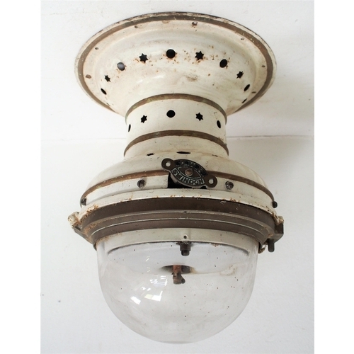 200 - Great Western Railway clerestory carriage compartment roof gas lamp, ornate & complete (missing on/o... 