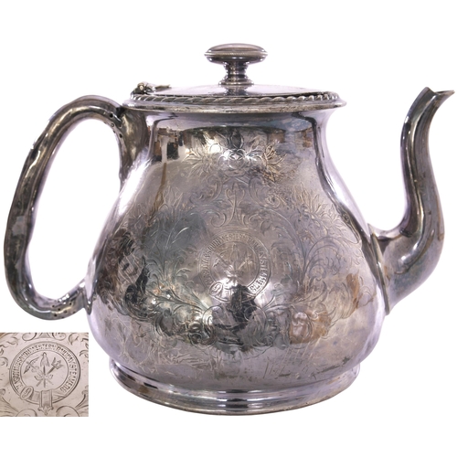 124 - A Glasgow and South Western Railway Steamers tea pot, by Walker and Hall, with floral decoration, th... 