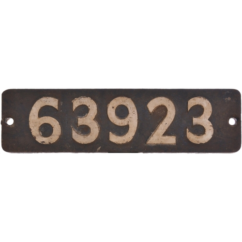 125 - A smokebox numberplate, 63923, from a Great Northern Railway/LNER O2 Class 2-8-0 No 3478 built by th... 