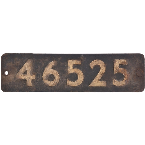 145 - A smokebox numberplate, 46525, from a (LMS) Class 2 2-6-0 built at Swindon and allocated new to St P... 