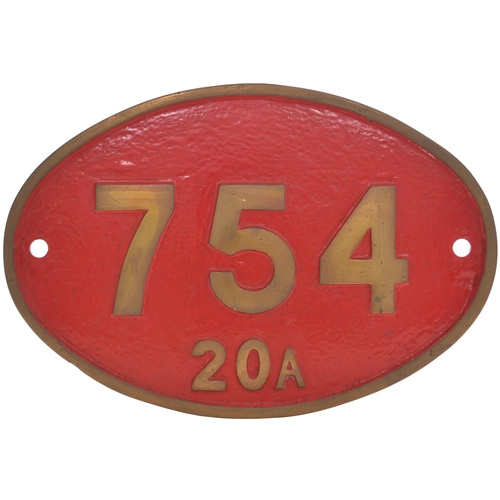 154 - A Rhodesia Railways cabside numberplate 754 from a 3ft 6ins gauge Class 20A 4-8-2+2-8-4 Garratt buil... 