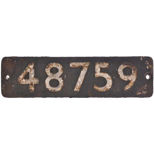 167 - A smokebox numberplate, 48759, from a LMS Class 8F 2-8-0 built to LNER order at Doncaster, Works No ... 