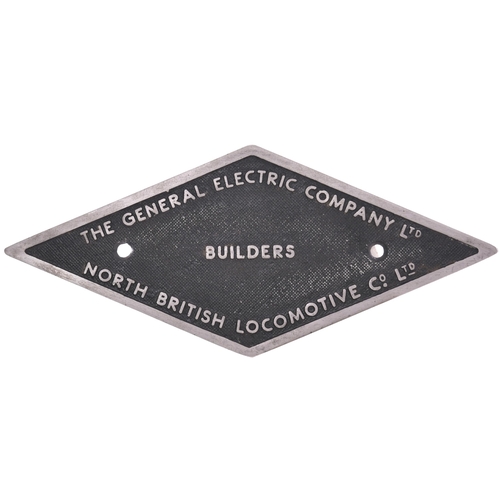 169 - A worksplate, THE GENERAL ELECTRIC COMPANY, NORTH BRITISH LOCOMOTIVE Co BUILDERS, from a Class 84 AC... 