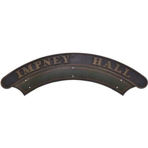 179 - A locomotive nameplate, IMPNEY HALL, from a GWR 4900 Hall class 4-6-0 No 6951 built at Swindon in Fe... 