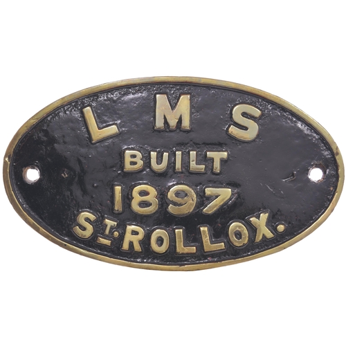 184 - A worksplate, LMS, BUILT ST ROLLOX, 1897 This plate is most likely to be from a Caledonian Railway 9... 