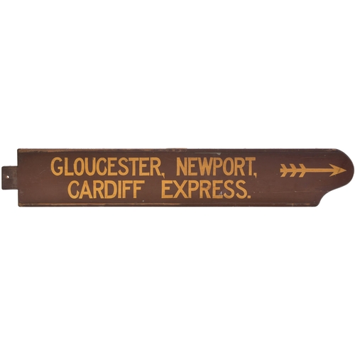 28 - A fingerboard, GLOUCESTER, NEWPORT, CARDIFF EXPRESS, painted wood, length 46¾