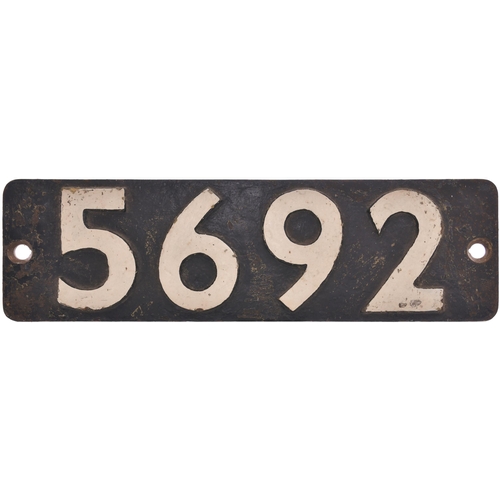 313 - A smokebox numberplate, 5692, from a GWR 5600 Class 0-6-2T in ex loco condition. (see previous Lot f... 