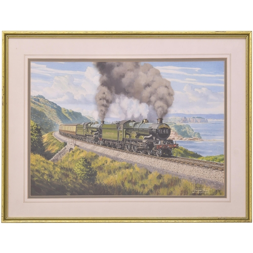 314 - An original painting, ABOVE GOODRINGTON, THE TORBAY EXPRESS, PILOTED BY PENDENNIS CASTLE, by George ... 