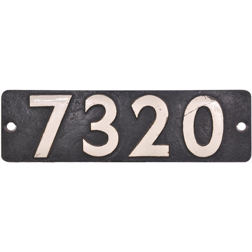 318 - A smokebox numberplate, 7320, from a GWR 43XX Class 2-6-0 built at Swindon in April 1925. It spent m... 