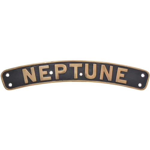 322 - A locomotive nameplate, NEPTUNE, from LMS Jubilee Class 4-6-0 No 5687 built at Crewe in 1936 and nam... 