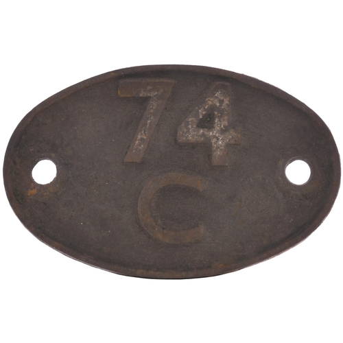 324 - A shedplate, 74C, Dover (1948-October 1958 when it became 73H). Ex loco condition. (Postage Band: B)