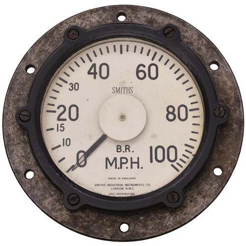 329 - A BR speedometer, removed from a Bulleid Pacific, by Smiths Industrial Instruments of London, 0-100,... 