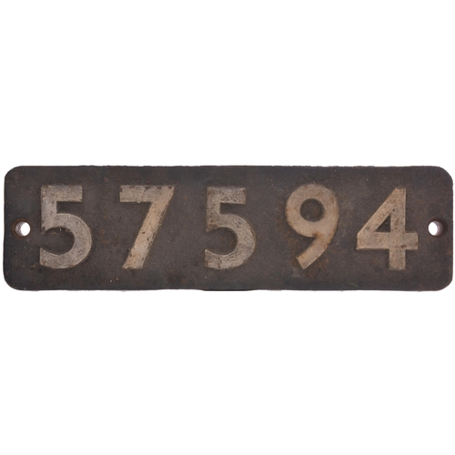 332 - A smokebox numberplate, 57594, from a Caledonian Railway 812 Class 0-6-0 No 856 built by Sharp Stewa... 