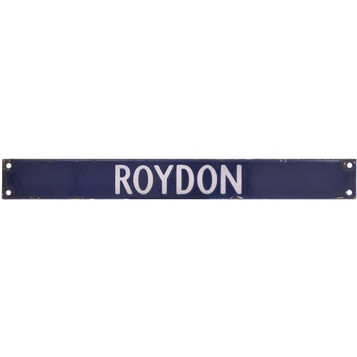 335 - A BR(E) destination plate, ROYDON, from the Liverpool Street departure indicator. Enamel, length 12