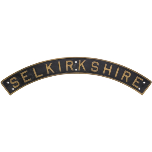 352 - A locomotive nameplate, SELKIRKSHIRE, from a LNER D49 Shire Class 4-4-0 No 2756 built at Darlington ... 