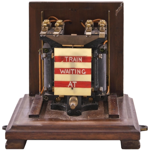 371 - A Midland Railway signal indicator, TRAIN WAITING AT, wooden case, height 5¾