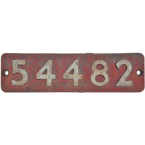 374 - A smokebox numberplate, 54482, from a Caledonian Railway 72 Class, BR Class 3P, 4-4-0, CR No 77, LMS... 