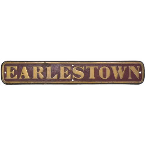 379 - A locomotive nameplate, EARLESTOWN, from the London & North Western Railway Special Tank 0-6-0ST bui... 