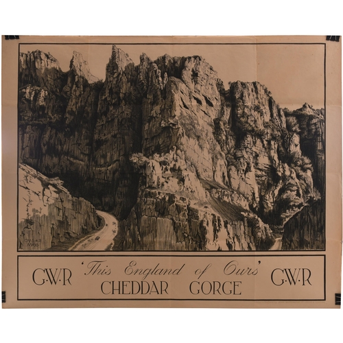 389 - A GWR quad royal poster, THIS ENGLAND OF OURS, CHEDDAR GORGE, by Charles H.J. Mayo. (Postage Band: C... 