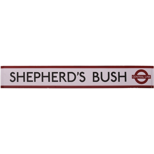 397 - An LT frieze sign, SHEPHERD'S BUSH, CENTRAL LINE, enamel, length 63