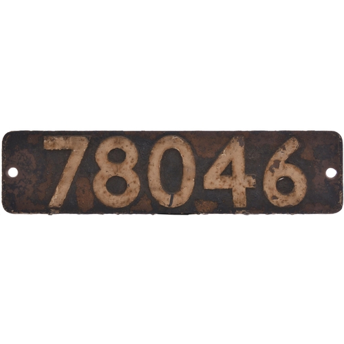 398 - A smokebox numberplate 78046 from a BR Standard Class 2 2-6-0 built at Darlington and allocated new ... 