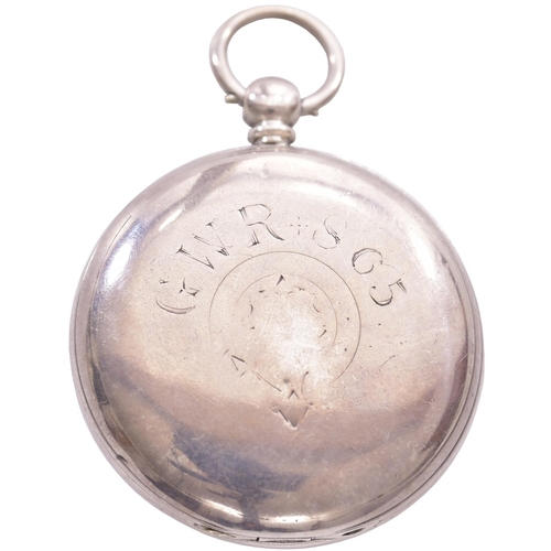 402 - A GWR key wound pocket watch, by John Myers & Co London, with hallmarked silver case, the back marke... 